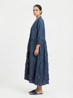 Dark Blue Cotton Relaxed Fit Kaftan Dress
