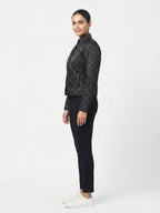 Black Quilted Zip-Up Jacket