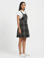 Black Plaid Regular Fit Pinafore Dress