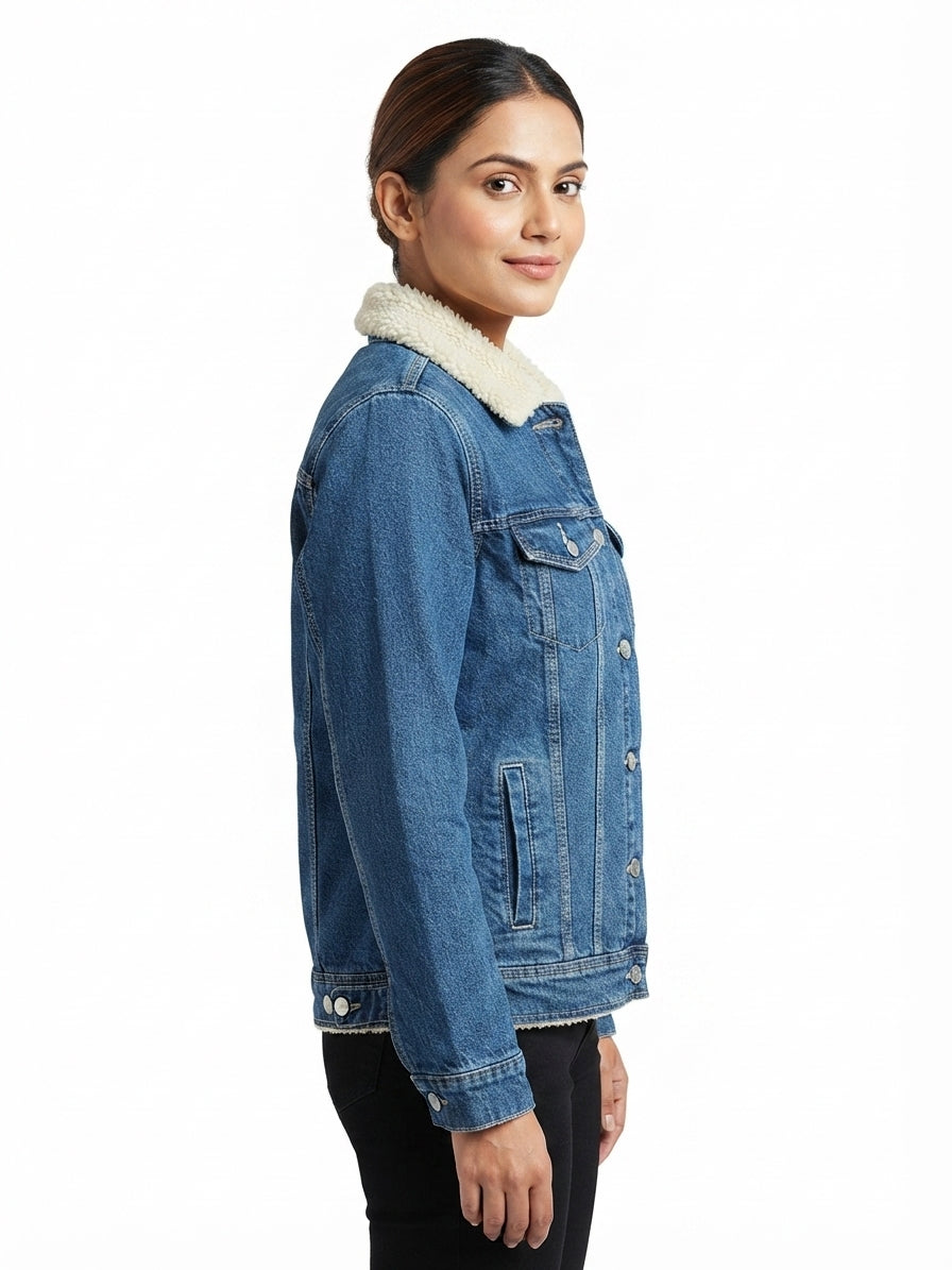 Blue Denim Jacket with Sherpa Lining