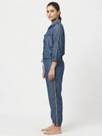 Women's Blue Relaxed Fit Shirt and Trouser Co-ord Set