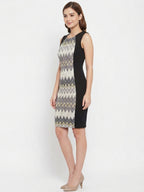 Women's Geometric Print Color Block Sleeveless Dress