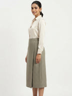 Khaki Checkered Wrap Skirt