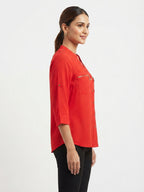 Women's Red Solid Regular Fit Casual Top