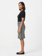Women's Black & White Self Design Regular Fit Skirt