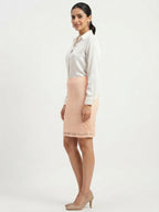 Peach Floral Lace Straight Skirt