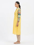 Yellow Printed Kurti with Ethnic Sleeves