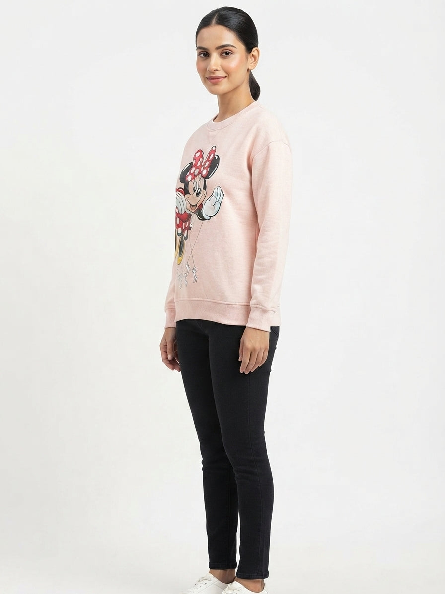 Peach Minnie Mouse Graphic Print Sweatshirt