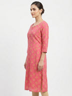 Pink Printed Cotton Kurti