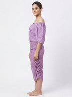 Women's Lavender Abstract Print Casual Top