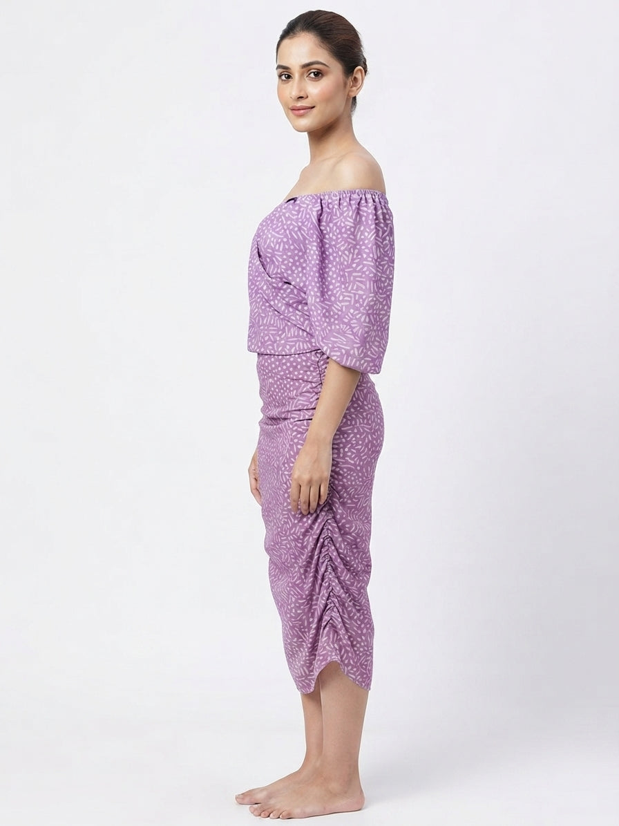Women's Lavender Abstract Print Casual Top