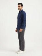 Men's Navy Solid Regular Fit Casual Shirt