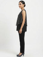 Women's Black Embellished Regular Fit Top