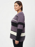 Women's Striped Relaxed Fit Knit Sweater