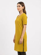Mustard Yellow Self-Design Relaxed Fit Tunic