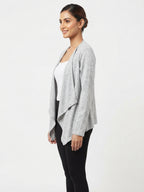 Women's Light Grey Solid Knit Shrug