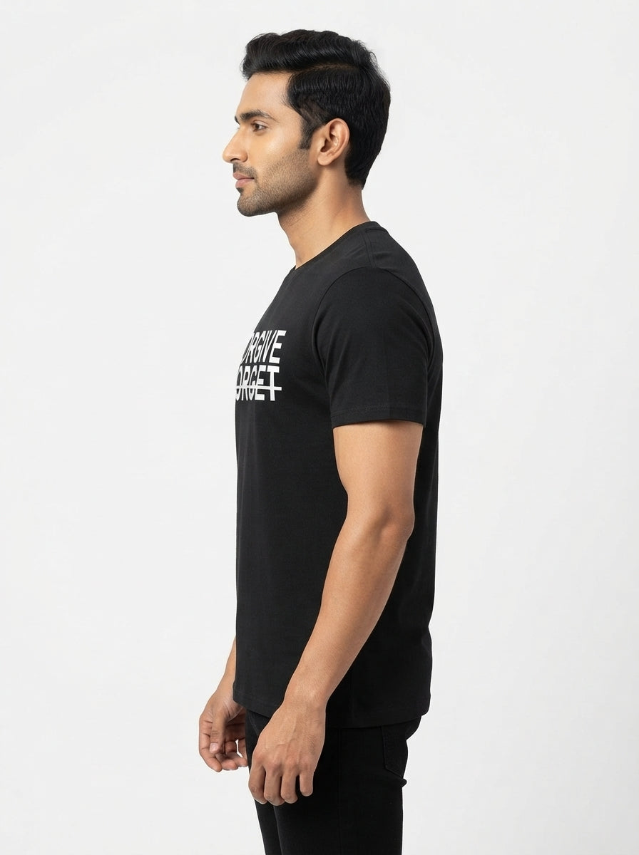 Forgive but cannot Forget - Black Printed T-Shirt