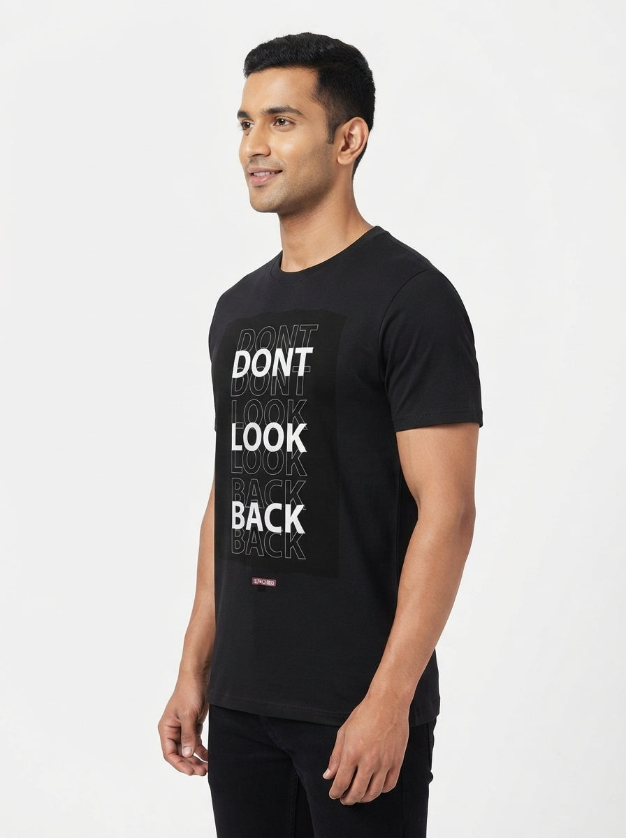 Dont Look Back - Casual Black round neck All climate Tee