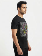 Creative Type - Block printed creative art round neck black tshirt