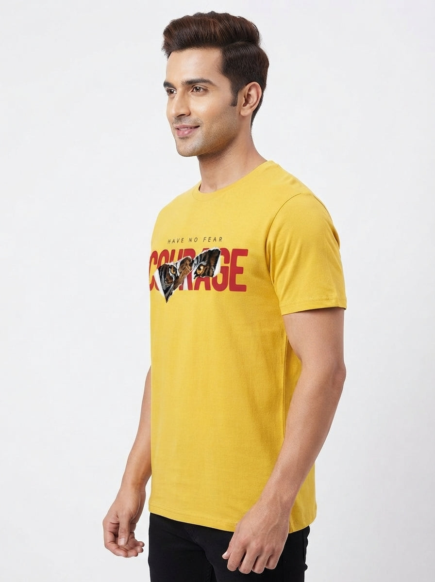 Have no fear Tshirt with Tiger Graphic - Quirky Graphic TShirt Yellow Color