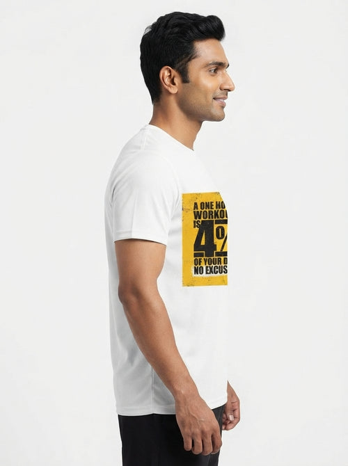 A One Hour Workout is 4% of your Day White Dry-Fit T-Shirt