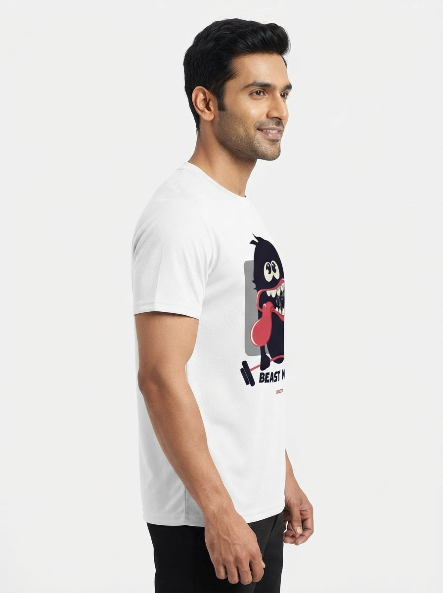 Beast Mode Funny White Dry-Fit T-Shirt