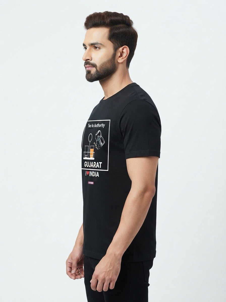 I love Gujarat - Styched in India Graphic T-Shirt Black Color
