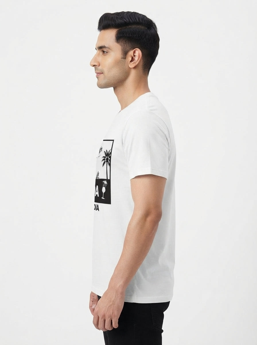 Gaga in Goa - Styched in India Graphic T-Shirt White Color