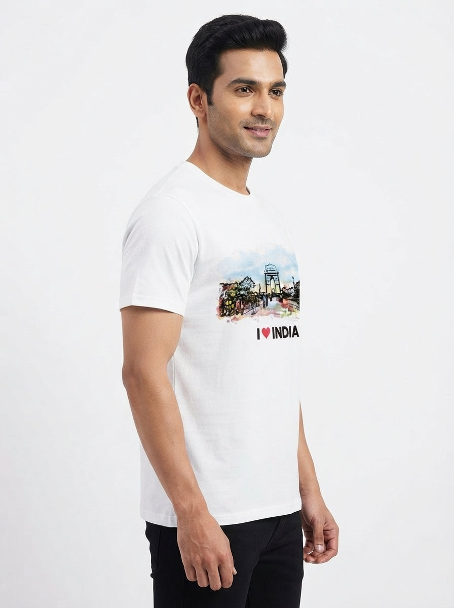 India Gate - Styched in India Graphic T-Shirt White Color