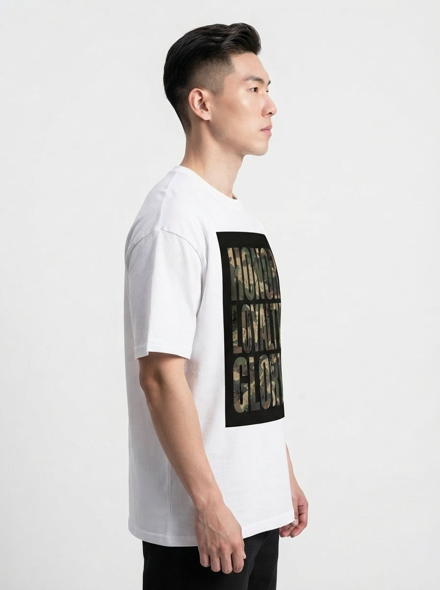 Honor Loyalty White Oversized Tee
