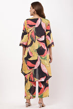 Samayanusar Mustard & Black Abstract Print Kurta with Trousers