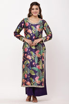 Samayanusar Women Purple Silk-Blend Kurta Set