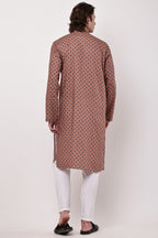 Samayanusar Rust Red Geometric Printed Kurta with Pyjama
