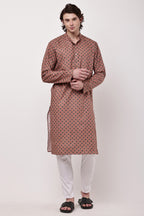 Samayanusar Rust Red Geometric Printed Kurta with Pyjama