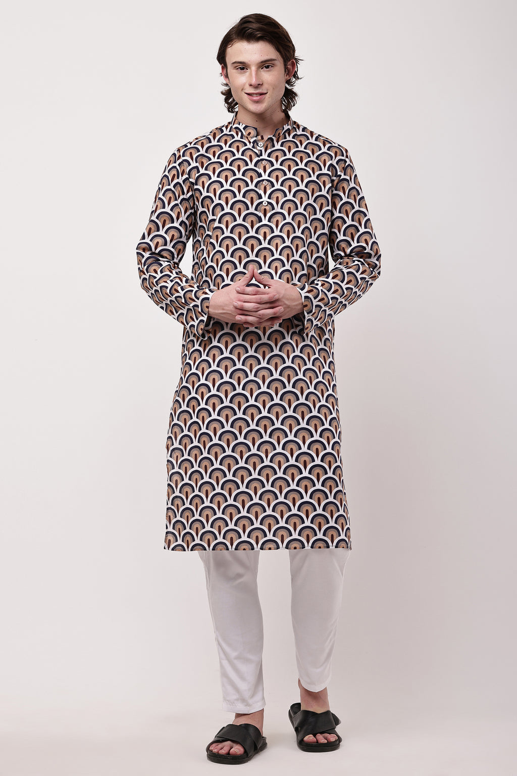 Samayanusar Men Geometric Printed Kurta Set