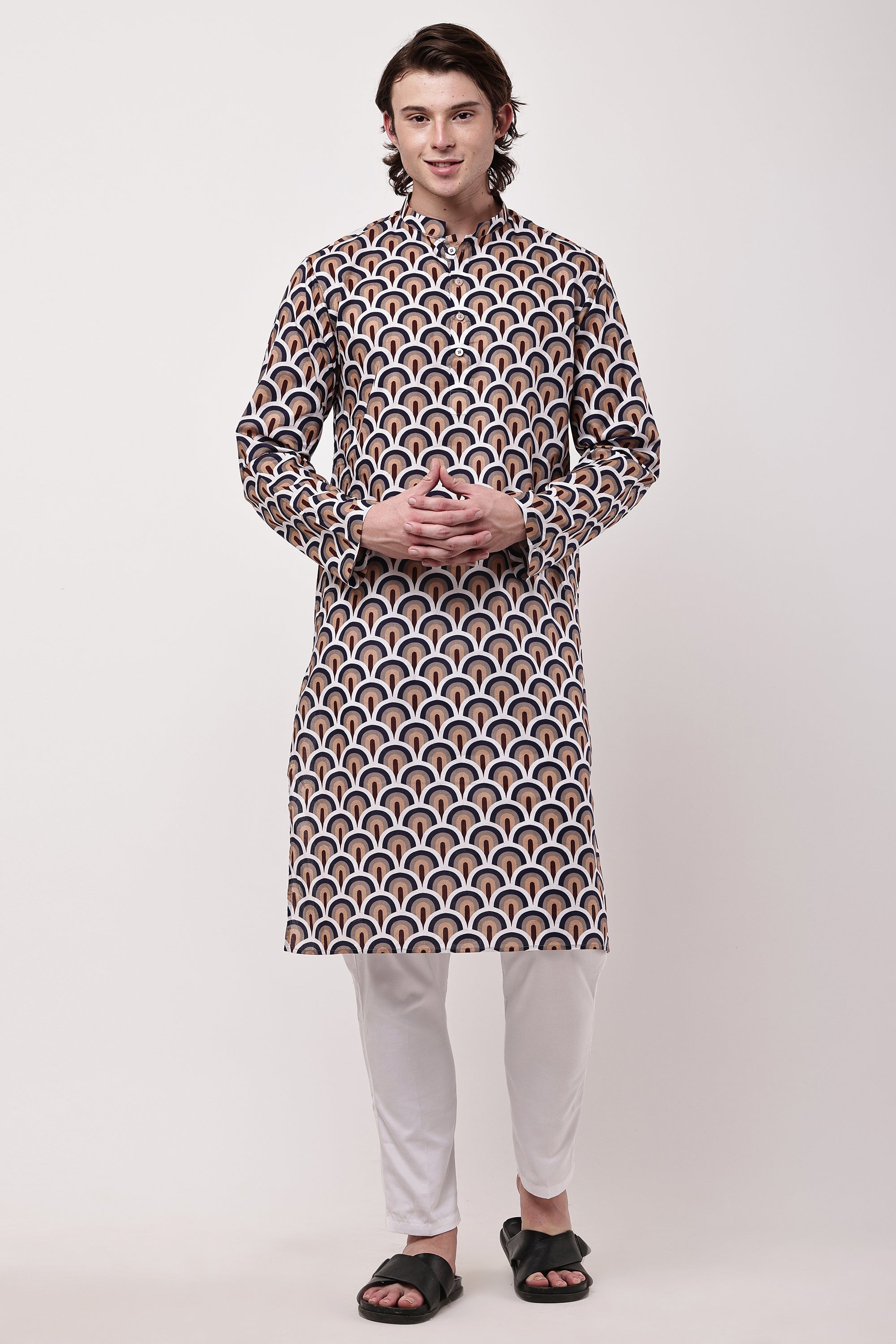 Samayanusar Men Geometric Printed Kurta Set