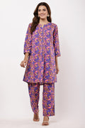 Samayanusar Floral Printed Purple Co-ord Set