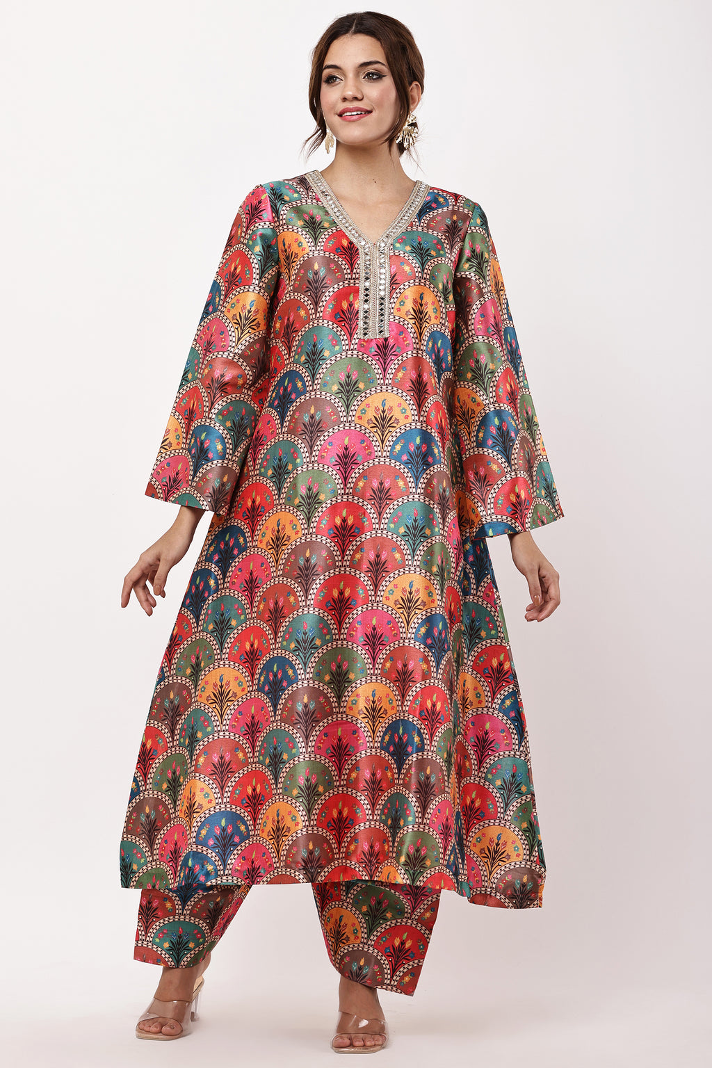 Samayanusar Women Multicoloured Ethnic Motifs Kurta Set