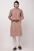 Samayanusar Men Geometric Print Straight Kurta Set