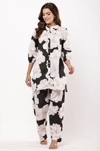 Samayanusar Women Black & White Floral Printed Co-ord Set
