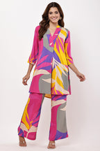 Samayanusar Abstract Bloom A-Line Kurta with Trousers
