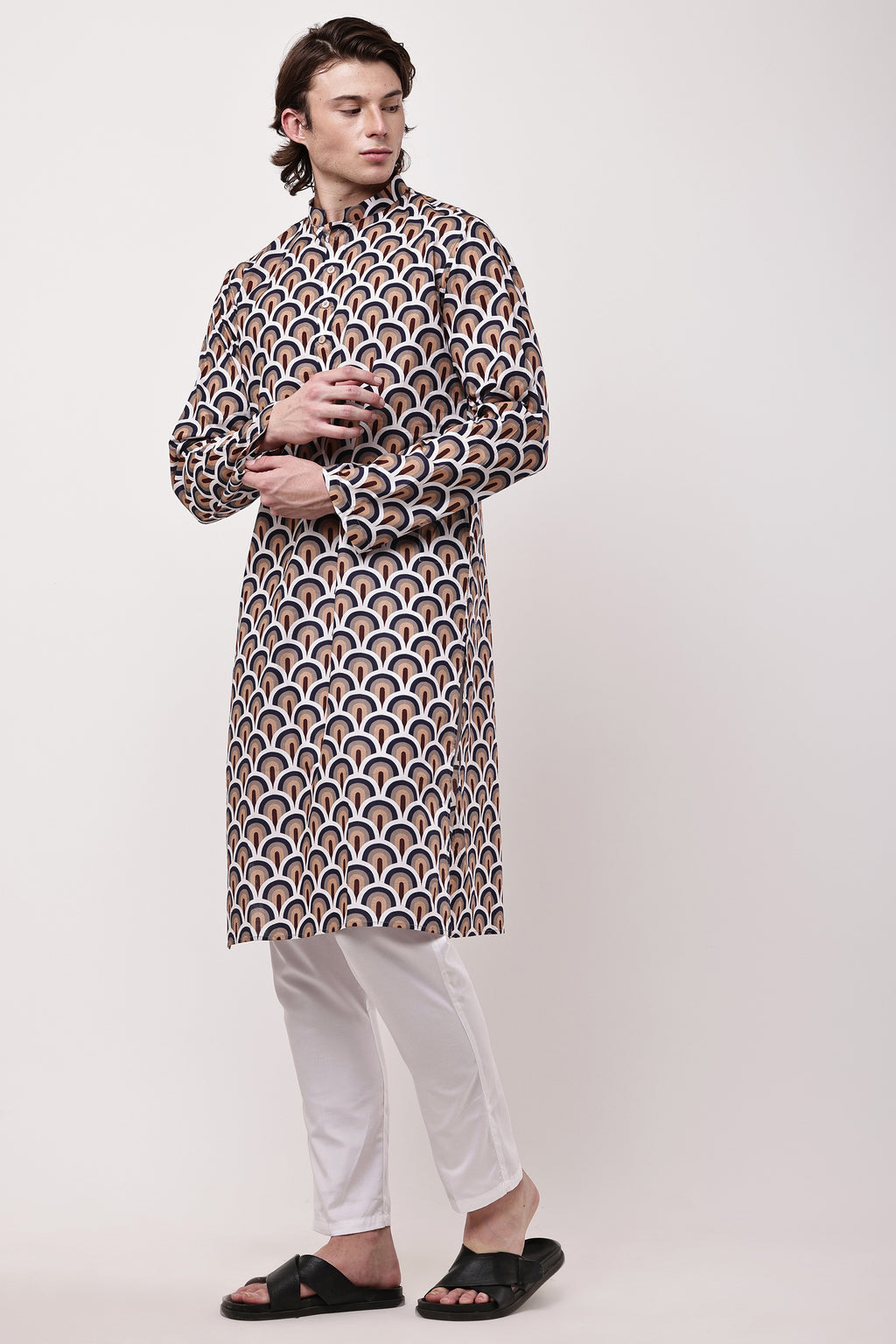 Samayanusar Men Geometric Printed Kurta Set