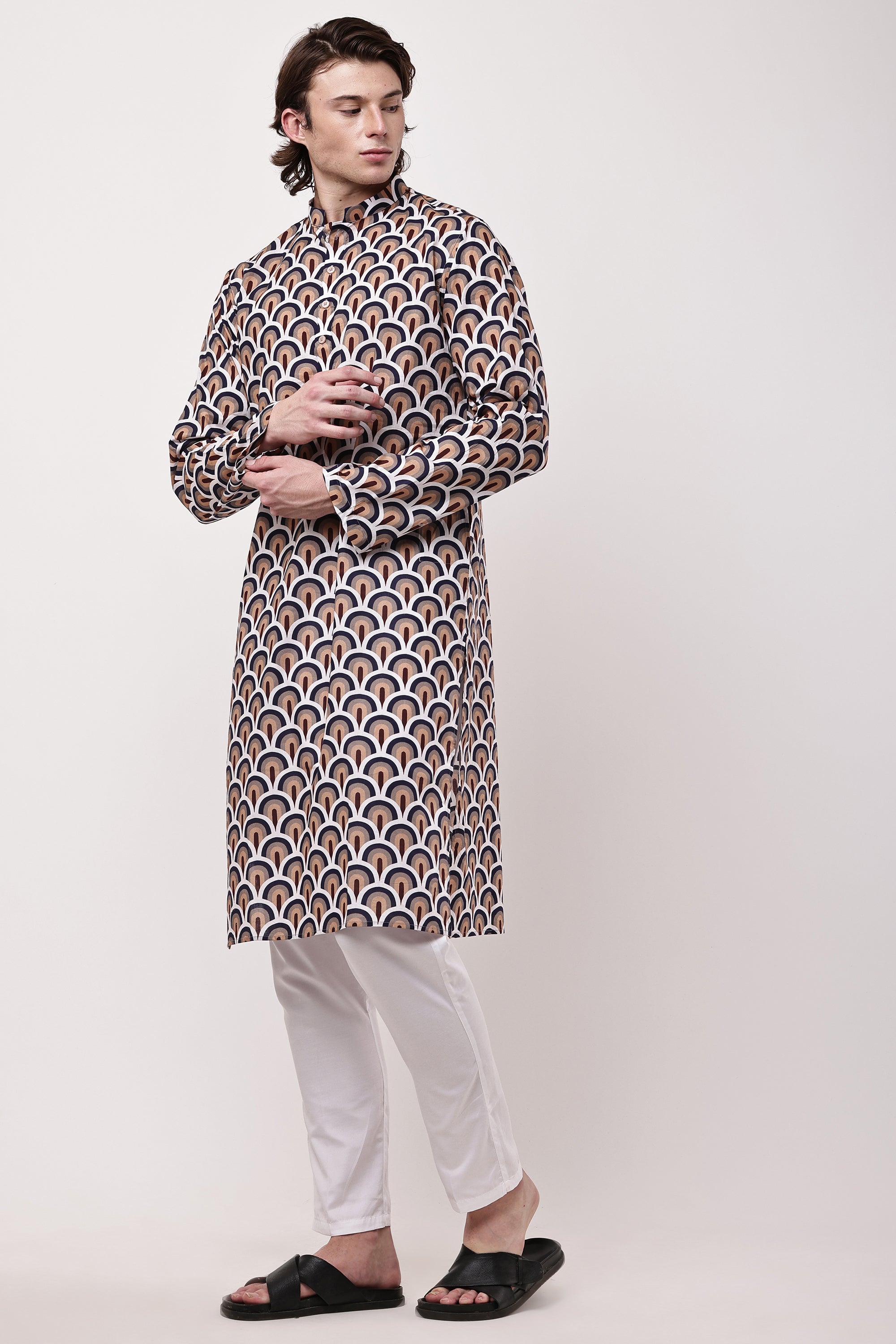Samayanusar Men Geometric Printed Kurta Set
