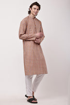 Samayanusar Men Geometric Print Straight Kurta Set