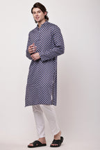 Samayanusar Men Geometric Printed Straight Kurta Set