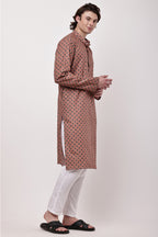 Samayanusar Rust Red Geometric Printed Kurta with Pyjama