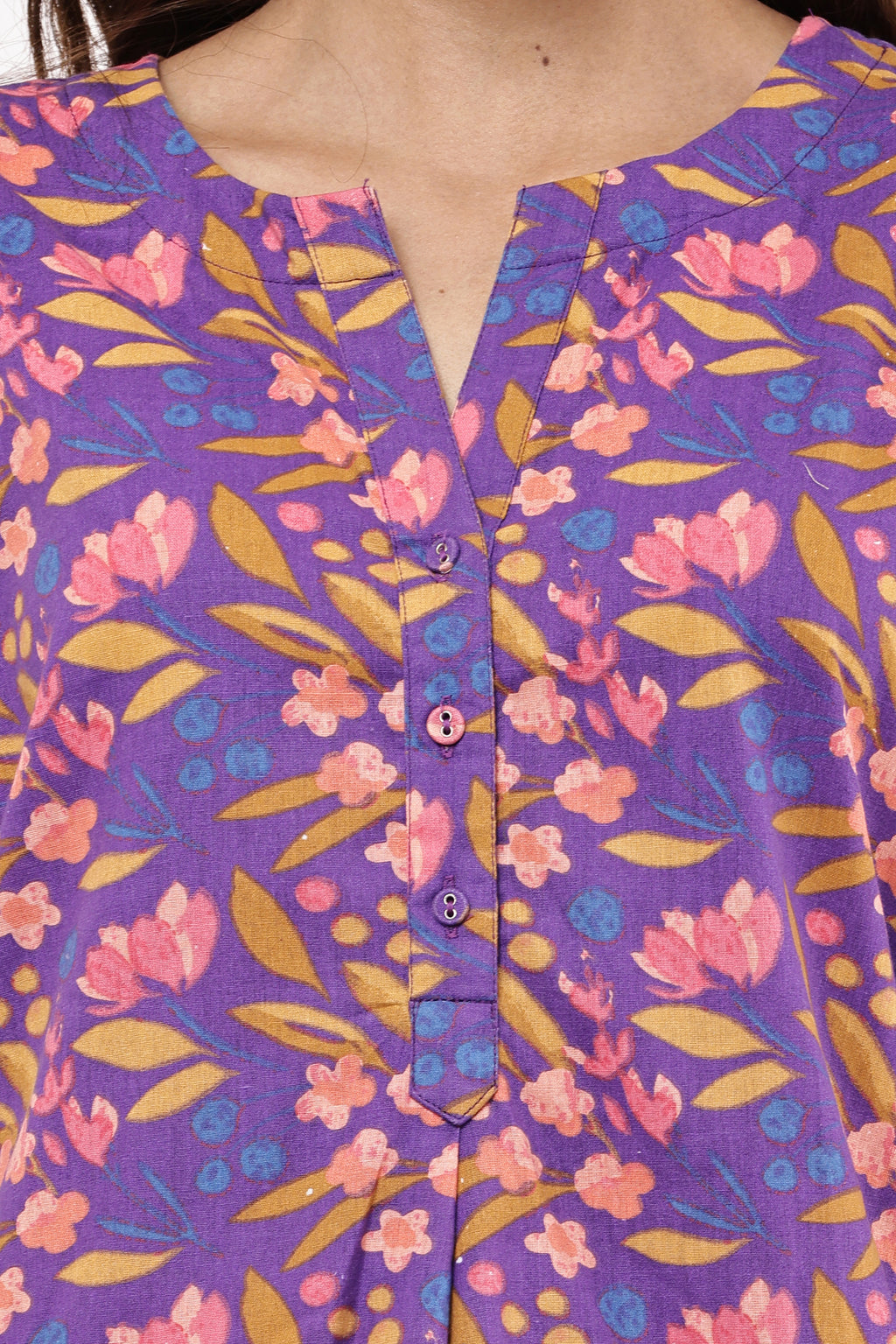 Samayanusar Floral Printed Purple Co-ord Set