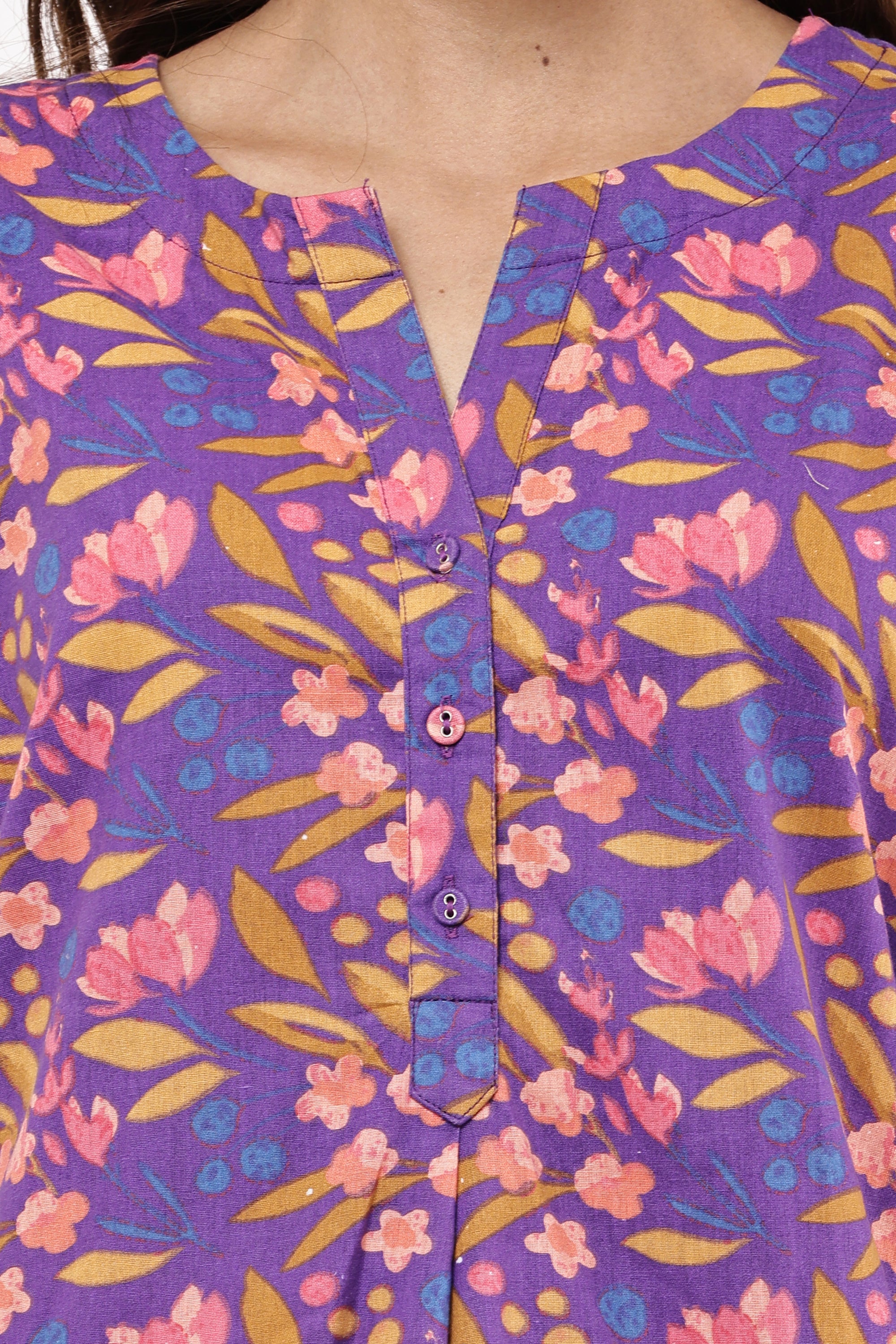 Samayanusar Floral Printed Purple Co-ord Set