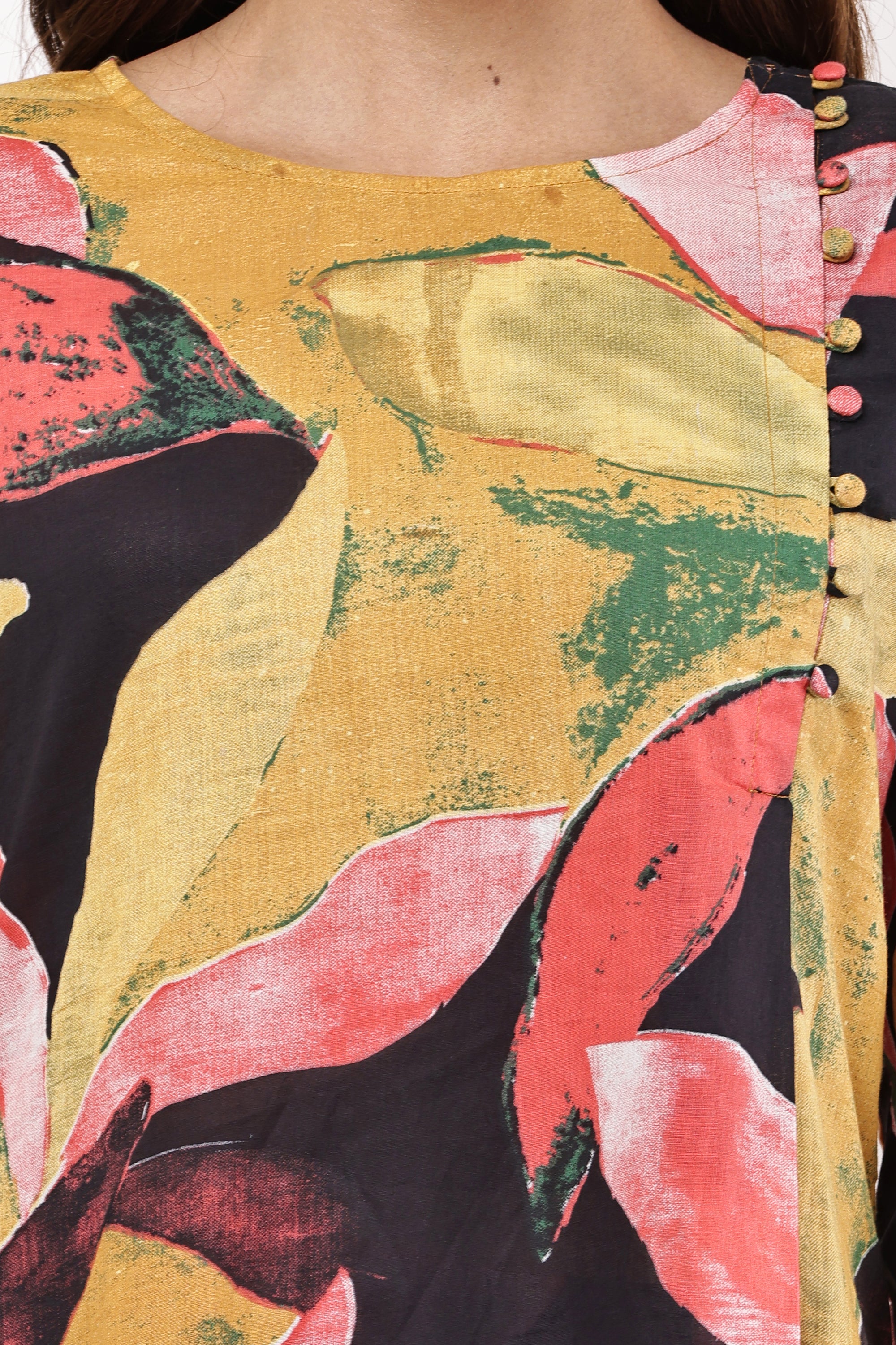 Samayanusar Mustard & Black Abstract Print Kurta with Trousers
