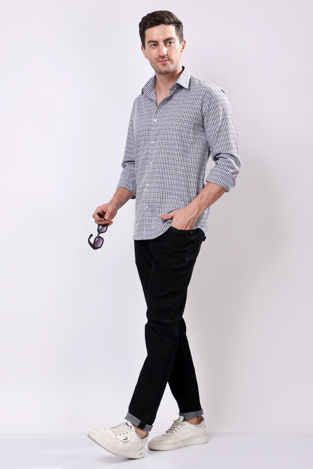 Stylox Regular Fit Full Sleeve Check Casual Shirt For Men's